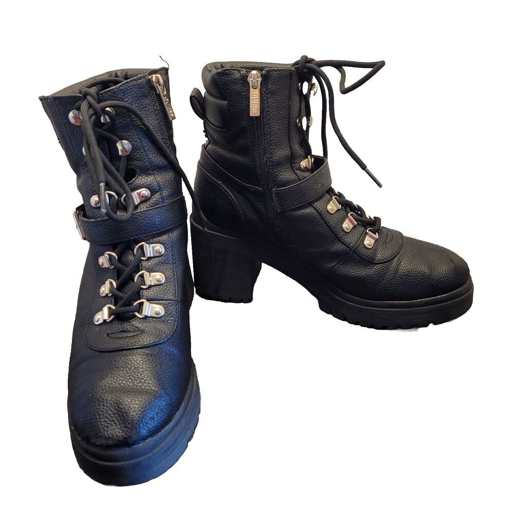 GUESS Biker Boot Combat Canaly Womens 10 Black shoe